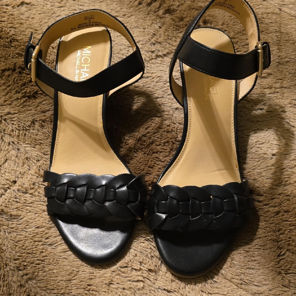 Michael Kors Black Woven Strap Sandals
